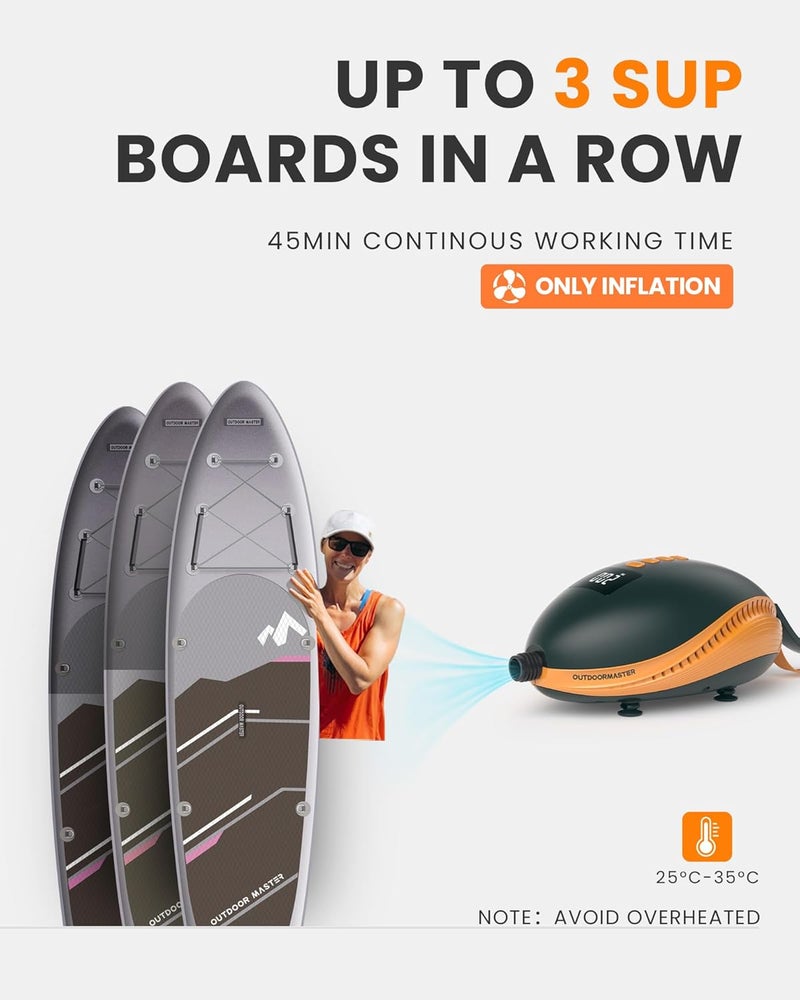 OutdoorMaster 20PSI High Pressure Paddle Board Pump Electric Dolphin -Quick Portable SUP Air Pump,Auto-Off &12V DC Car Connector Electric Pump for Inflatable Stand up Paddle Boards,Boats,Inflators - Image 3